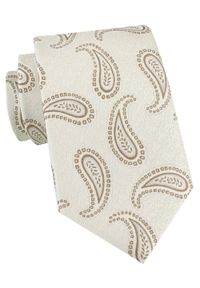 Elegancki Krawat Chattier - Kremowy we Wzór Paisley. Kolor: brązowy, beżowy, wielokolorowy. Materiał: tkanina. Wzór: paisley. Styl: elegancki #1