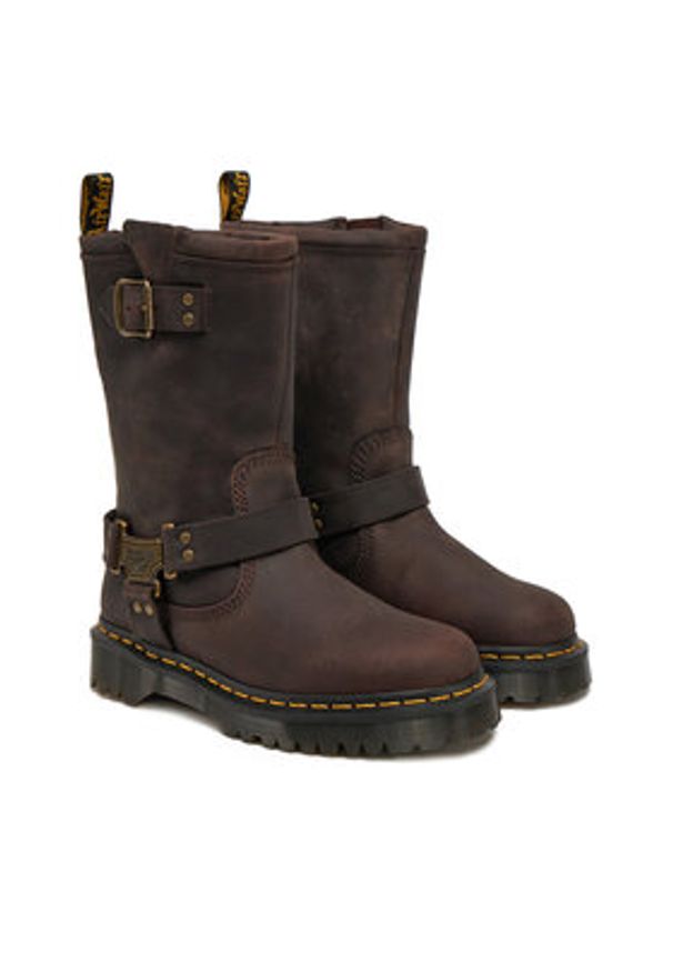 Dr. Martens Botki Anistone Tall Leather Biker31901201 Brązowy. Kolor: brązowy. Materiał: skóra
