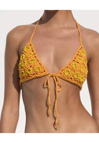 CULT GAIA - Pomarańczowy top od bikini Alivia. Kolor: pomarańczowy. Materiał: materiał. Wzór: aplikacja, kwiaty
