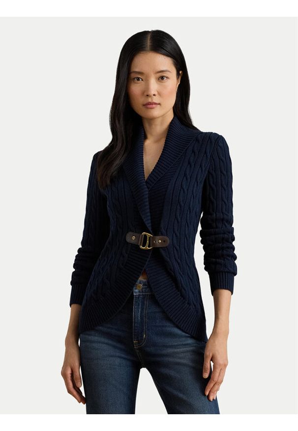 Lauren Ralph Lauren - LAUREN RALPH LAUREN Kardigan 200P03473001 Granatowy Regular Fit. Kolor: niebieski. Materiał: bawełna