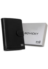 ROVICKY - Portfel skórzany Rovicky CPR-N4L-BAR czarny. Kolor: czarny. Materiał: skóra