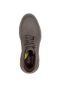 skechers - Buty sportowe męskie Skechers Garza Clive. Kolor: brązowy. Materiał: tkanina, materiał #2