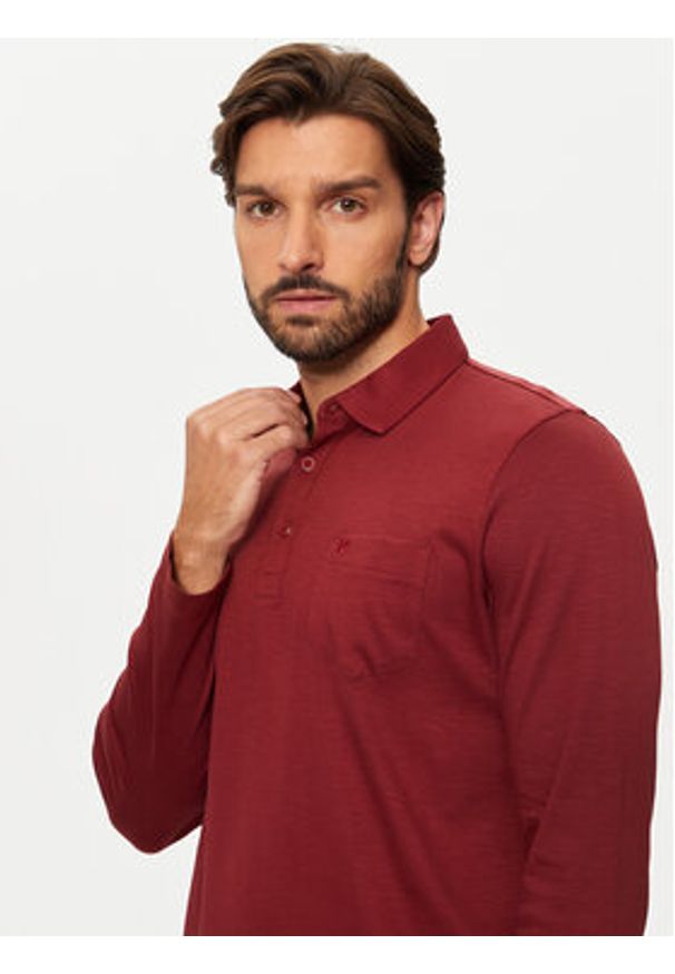 Pierre Cardin Polo C5 30604.3055 Bordowy Regular Fit. Typ kołnierza: polo. Kolor: czerwony. Materiał: bawełna