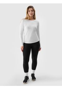4f - 4F Longsleeve slim gładki damski - biały XXL. Okazja: na co dzień. Kolor: biały. Materiał: jersey, materiał, bawełna, elastan, dzianina. Długość rękawa: długi rękaw. Długość: długie. Wzór: gładki. Styl: sportowy, casual