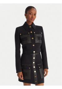 Elisabetta Franchi Marynarka GI-159-57E2-V750 Czarny Regular Fit. Kolor: czarny. Materiał: syntetyk #1