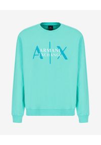 Armani Exchange - ARMANI EXCHANGE - Błękitna bluza z logo. Kolor: niebieski. Materiał: bawełna. Wzór: nadruk. Styl: klasyczny, sportowy #5