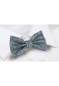 Mucha Męska z Poszetką - Chattier - Popiel z Niebieskim, Kwiaty. Kolor: niebieski. Wzór: kwiaty. Styl: elegancki, sportowy #4