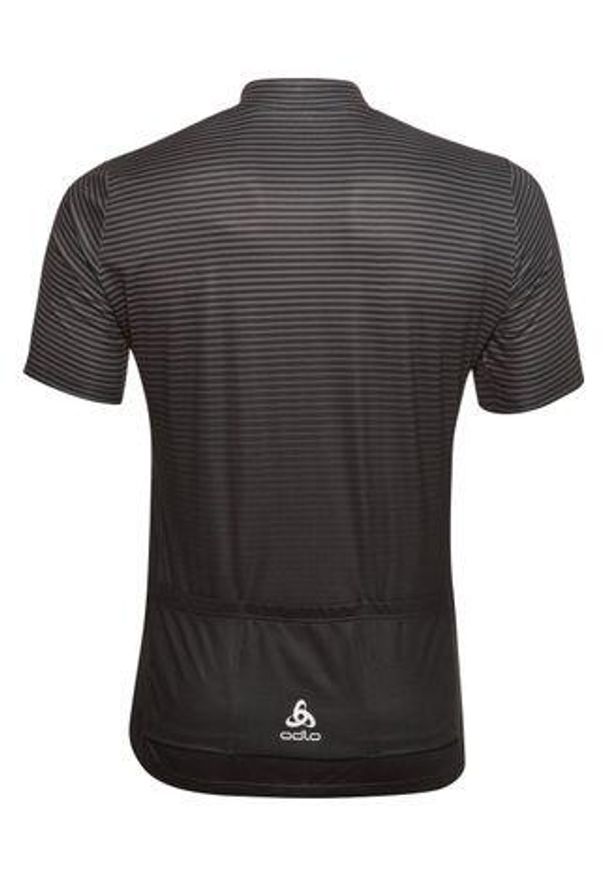 Koszulka rowerowa męska Odlo Stand-up collar ESSENTIAL PRINT rozpinana. Kolor: czarny. Wzór: nadruk