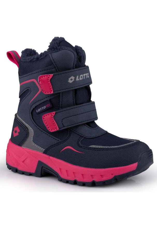 LOTTO - Buty dziecięce zimowe śniegowce Lotto ALSTYNE TEX K. Kolor: różowy, niebieski, wielokolorowy. Sezon: zima. Sport: turystyka piesza