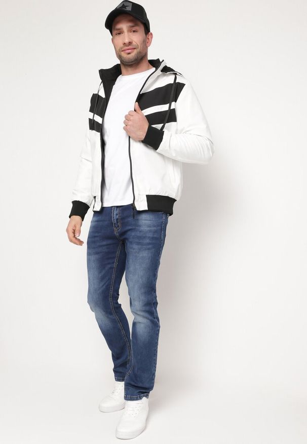 Born2be - Biała Kurtka Dwustronna ze Ściągaczami i Odpinanym Kapturem Xerissa. Kolor: biały