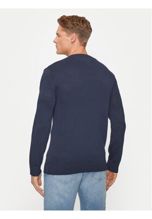 Tommy Jeans Sweter Essential DM0DM19429 Granatowy Slim Fit. Kolor: niebieski. Materiał: bawełna