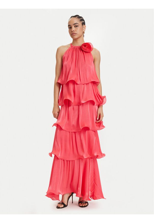 ACCESS FASHION Sukienka wieczorowa 63-3324-308 Koralowy Regular Fit. Kolor: pomarańczowy. Materiał: syntetyk. Styl: wizytowy