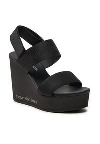 Calvin Klein Jeans Sandały Wedge Sandal Webbing In Mtl YW0YW01479 Czarny. Kolor: czarny #4