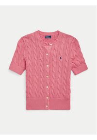 Polo Ralph Lauren Kardigan 211906814004 Różowy Slim Fit. Typ kołnierza: polo. Kolor: różowy. Materiał: bawełna