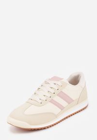 Born2be - Beżowe Sneakersy z Geometrycznym Motywem Jannata. Okazja: na co dzień. Kolor: beżowy. Materiał: jeans, dresówka. Wzór: geometria #7