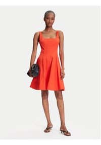 STAUD Sukienka codzienna Mini Wells R25S2249PO Pomarańczowy Slim Fit. Okazja: na co dzień. Kolor: pomarańczowy. Materiał: bawełna. Typ sukienki: proste. Styl: casual. Długość: mini