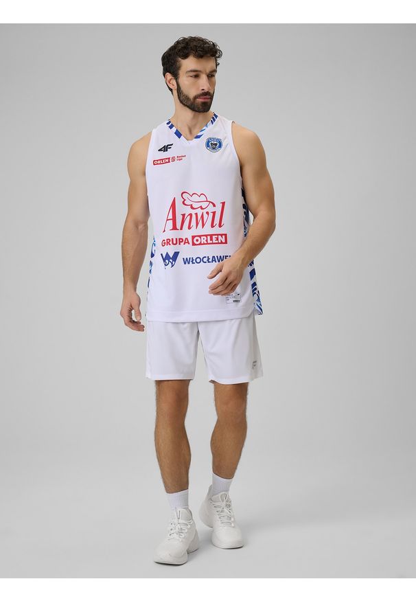 4f - 4F Koszulka meczowa replika domowa z sezonu 2025/26 męska 4F x Anwil Włocławek - biała L. Kolor: biały. Materiał: materiał. Długość: długie. Wzór: nadruk
