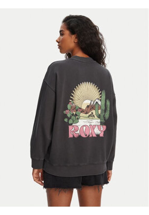 Roxy Bluza ERJFT04997 Czarny Relaxed Fit. Kolor: czarny. Materiał: bawełna