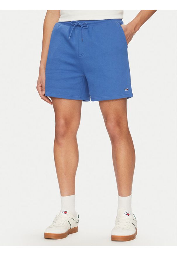 Tommy Jeans Szorty sportowe Flag Beach DM0DM21931 Niebieski Regular Fit. Kolor: niebieski. Materiał: bawełna. Styl: sportowy