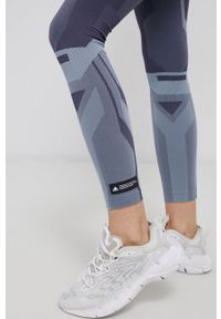 adidas Performance legginsy treningowe damskie kolor granatowy wzorzyste. Kolor: niebieski. Sport: fitness