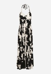 Born2be - Czarno-Biała Rozkloszowana Sukienka z Wiskozy na Ramiączkach w Kwiaty Nansora. Okazja: na co dzień. Kolor: czarny. Materiał: wiskoza. Długość rękawa: na ramiączkach. Wzór: kwiaty. Styl: casual, elegancki #4