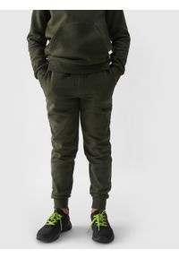 4f - 4F Spodnie dresowe joggery chłopięce - khaki 164 (13-14 lat). Okazja: na co dzień. Kolor: oliwkowy, brązowy, wielokolorowy. Materiał: dresówka. Sezon: lato. Styl: sportowy, casual