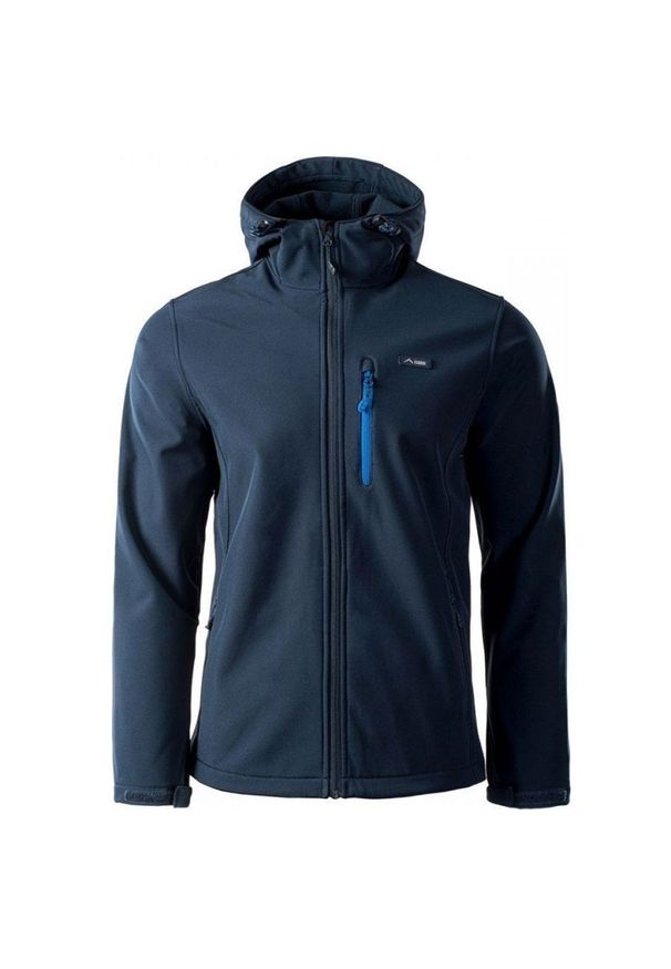 Kurtka męska Softshell Elbrus Iver - granatowa, Rozmiar L. Typ kołnierza: kołnierzyk stójkowy. Kolor: niebieski. Materiał: softshell. Sport: wspinaczka
