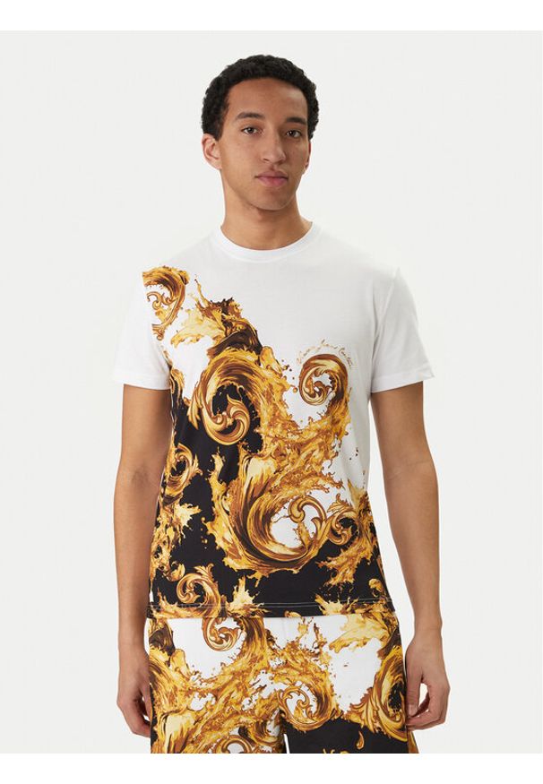 Versace Jeans Couture T-Shirt 80GAH6SB JS541 Biały Slim Fit. Kolor: biały. Materiał: bawełna