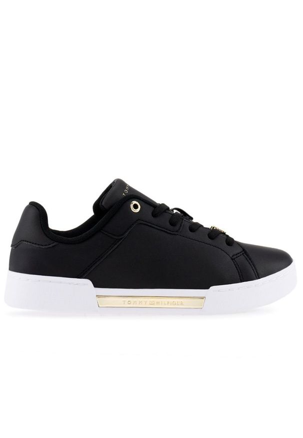 TOMMY HILFIGER - Buty Tommy Hilfiger Court Sneakers FW0FW07116-BDS - czarne. Kolor: czarny. Materiał: skóra, guma. Szerokość cholewki: normalna