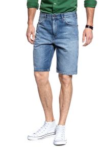 Wrangler - KRÓTKIE SPODENKI WRANGLER DENIM SHORT SLEDGEHAMMER W14CGW15X. Materiał: denim. Długość: krótkie