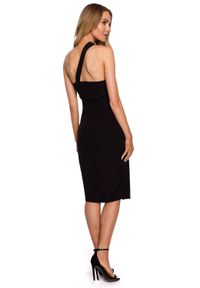 Sukienki.shop - Sukienka elegancka ołówkowa na jedno ramię z rozcięciem czarna. Kolor: czarny. Typ sukienki: ołówkowe. Styl: elegancki #2
