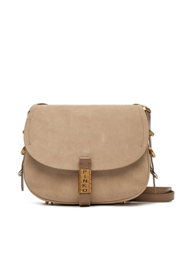Pinko - PINKO Torebka Saddle Classic PE 25 PLTT 103830 A29N Beżowy. Kolor: beżowy. Materiał: skórzane, zamszowe