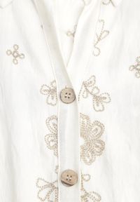 Born2be - Beżowa Bawełniana Sukienka Koszulowa z Haftem i Paskiem z Plecionki Maeriana. Okazja: na co dzień, na spacer, na spotkanie biznesowe, do pracy. Kolor: beżowy. Materiał: bawełna. Wzór: haft. Typ sukienki: koszulowe. Styl: elegancki, klasyczny, biznesowy, boho, casual #6
