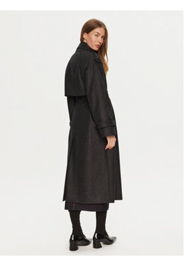 IVY & OAK - IVY OAK Płaszcz wełniany Caroline Ann IO111147 Szary Relaxed Fit. Kolor: szary. Materiał: wełna