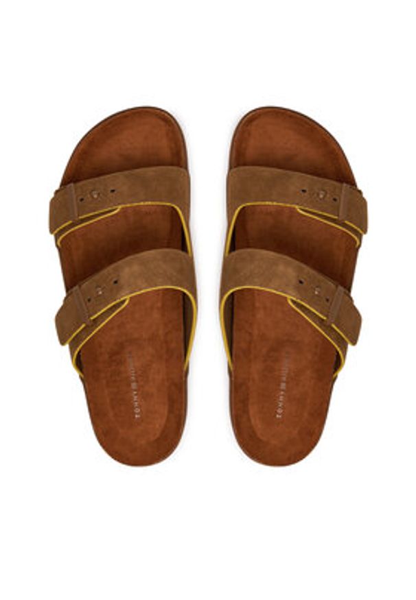 TOMMY HILFIGER - Tommy Hilfiger Klapki Cork Adjustable Suede Sandal FM0FM05869 Brązowy. Kolor: brązowy. Materiał: zamsz, skóra