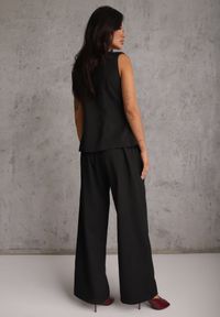 Renee - Czarny Komplet z Bawełną w Garniturowym Stylu Kamizelka i Spodnie Meloreida. Kolor: czarny. Materiał: bawełna. Wzór: gładki #8