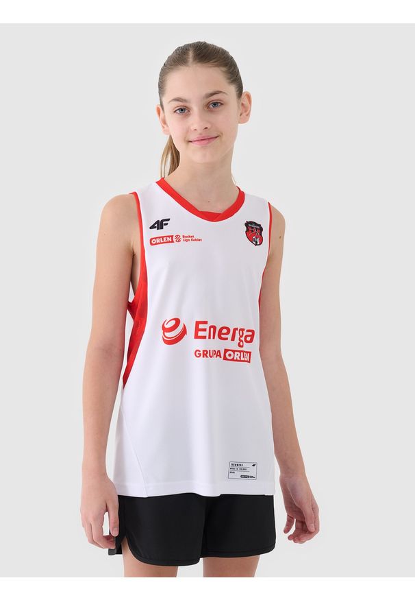 4f - 4F Koszulka meczowa replika domowa z sezonu 2024/25 dziecięca 4F x MMKS Katarzynki Toruń - multikolor 98/104. Typ kołnierza: dekolt w serek. Kolor: wielokolorowy. Materiał: włókno, materiał, dzianina, syntetyk. Wzór: ze splotem, aplikacja, gładki. Sezon: lato. Sport: koszykówka, fitness