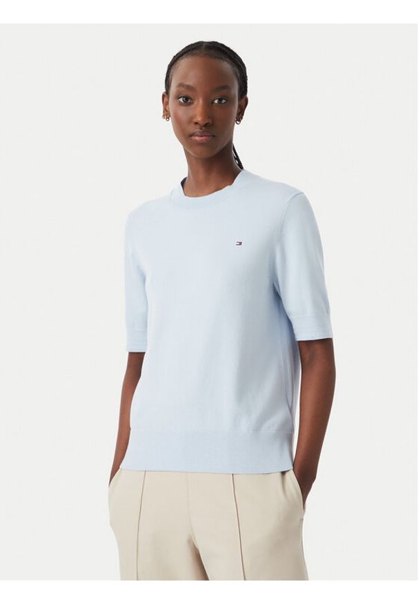 TOMMY HILFIGER - Tommy Hilfiger Bluzka WW0WW49705 Niebieski Slim Fit. Kolor: niebieski. Materiał: bawełna
