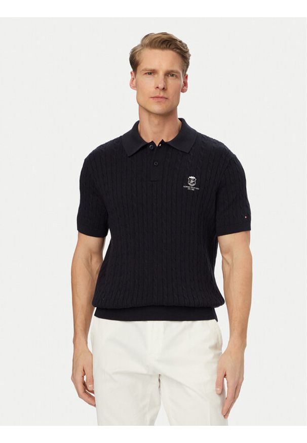 TOMMY HILFIGER - Tommy Hilfiger Polo MW0MW42788 Granatowy Regular Fit. Typ kołnierza: polo. Kolor: niebieski. Materiał: bawełna
