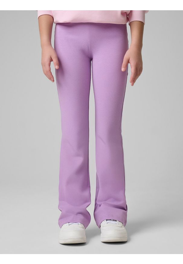 4f - 4F Legginsy dzianinowe dziewczęce - fioletowe 164 (13-14 lat). Okazja: na spacer, na co dzień. Stan: podwyższony. Kolor: fioletowy. Materiał: dzianina. Sezon: lato. Styl: casual