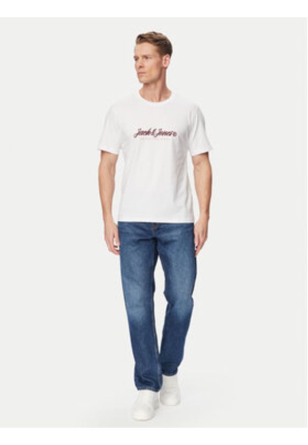 Jack & Jones T-Shirt Montauk Type 12290887 Biały Regular Fit. Kolor: biały. Materiał: bawełna