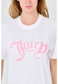 Juicy Couture - JUICY COUTURE Biały t-shirt damski Amanza. Kolor: biały. Materiał: bawełna