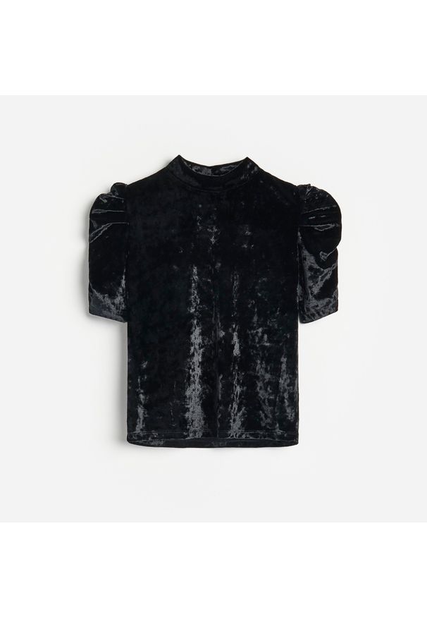 Reserved - Welurowa bluzka - Czarny. Kolor: czarny. Materiał: welur