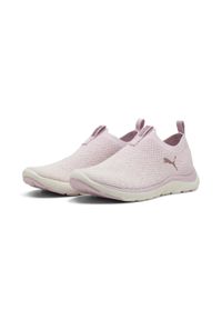 Puma - Damskie dzianinowe buty do biegania SOFTRIDE Remi PUMA. Kolor: fioletowy, biały, wielokolorowy, żółty. Materiał: dzianina. Sport: bieganie