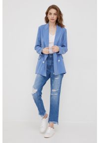 Sisley jeansy damskie medium waist. Kolor: niebieski #4