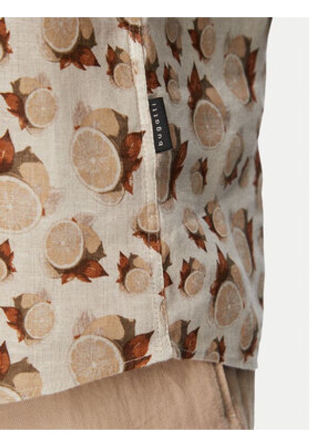 Bugatti Koszula 9253-18908E Beżowy jasny Regular Fit. Kolor: beżowy. Materiał: len