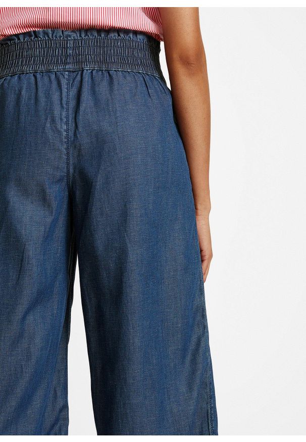 bonprix - Spodnie culotte z lyocellu. Kolor: niebieski. Materiał: materiał, lyocell. Sezon: lato