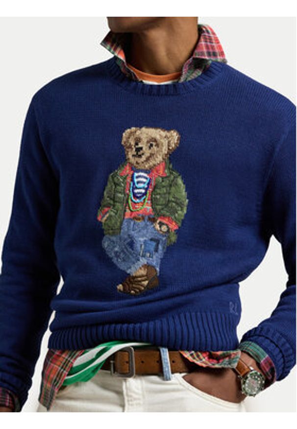 Polo Ralph Lauren Sweter 710955762001 Granatowy Regular Fit. Typ kołnierza: polo. Kolor: niebieski. Materiał: bawełna
