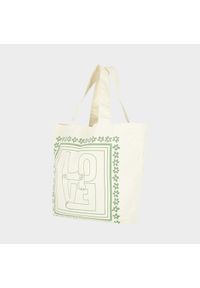 outhorn - Torba bawełniana na ramię - beżowa. Kolor: beżowy. Materiał: bawełna. Wzór: kolorowy, nadruk, haft #4