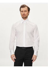 Karl Lagerfeld - KARL LAGERFELD Koszula 605008 Biały Slim Fit. Typ kołnierza: dekolt w karo. Kolor: biały. Materiał: bawełna #1